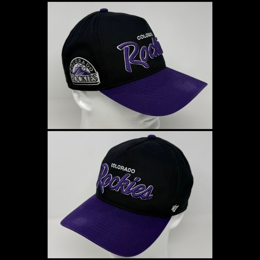 47 Brand Colorado Rockies Cooperstown Collection Snapback Hat Black Purple MLB